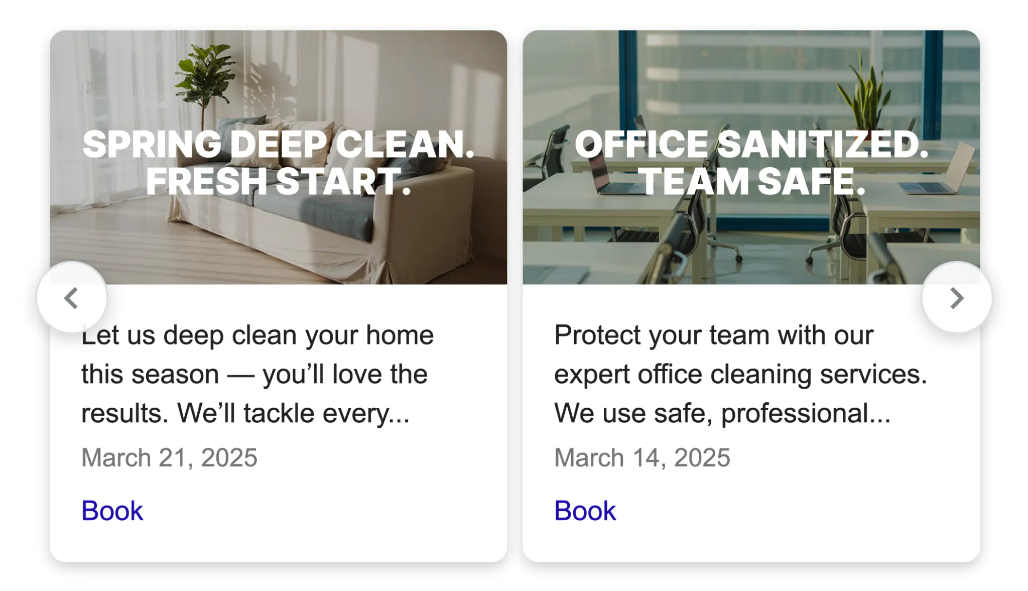 Professional Google Business Profile posts created for Texas cleaning service to improve local engagement