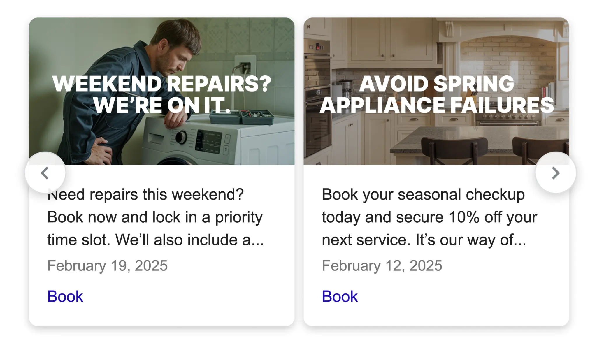 Enhanced Google Business Profile products listing for Texas appliance repair service driving more qualified leads