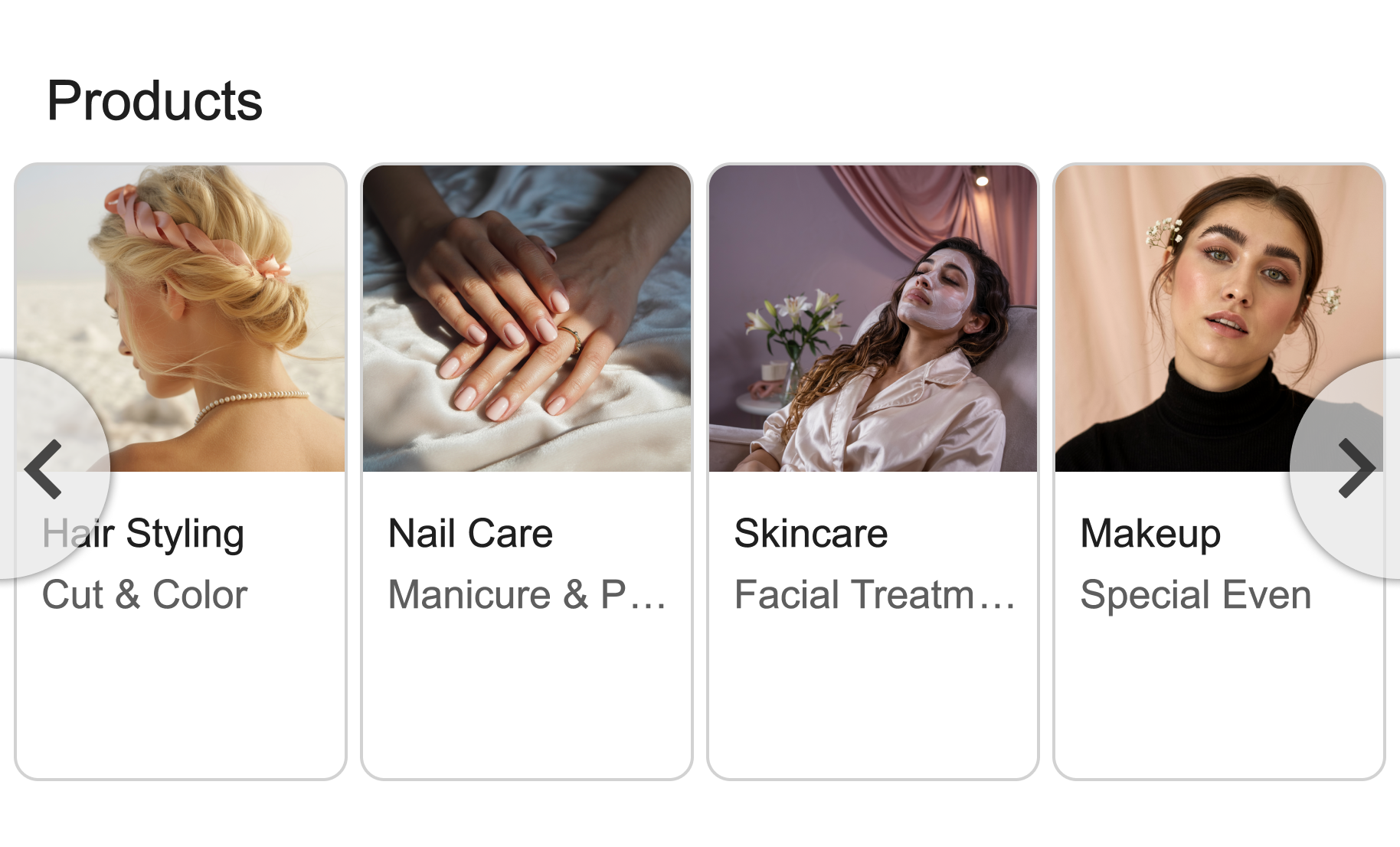 Enhanced Google Business Profile products section for Texas beauty salon displaying services and pricing