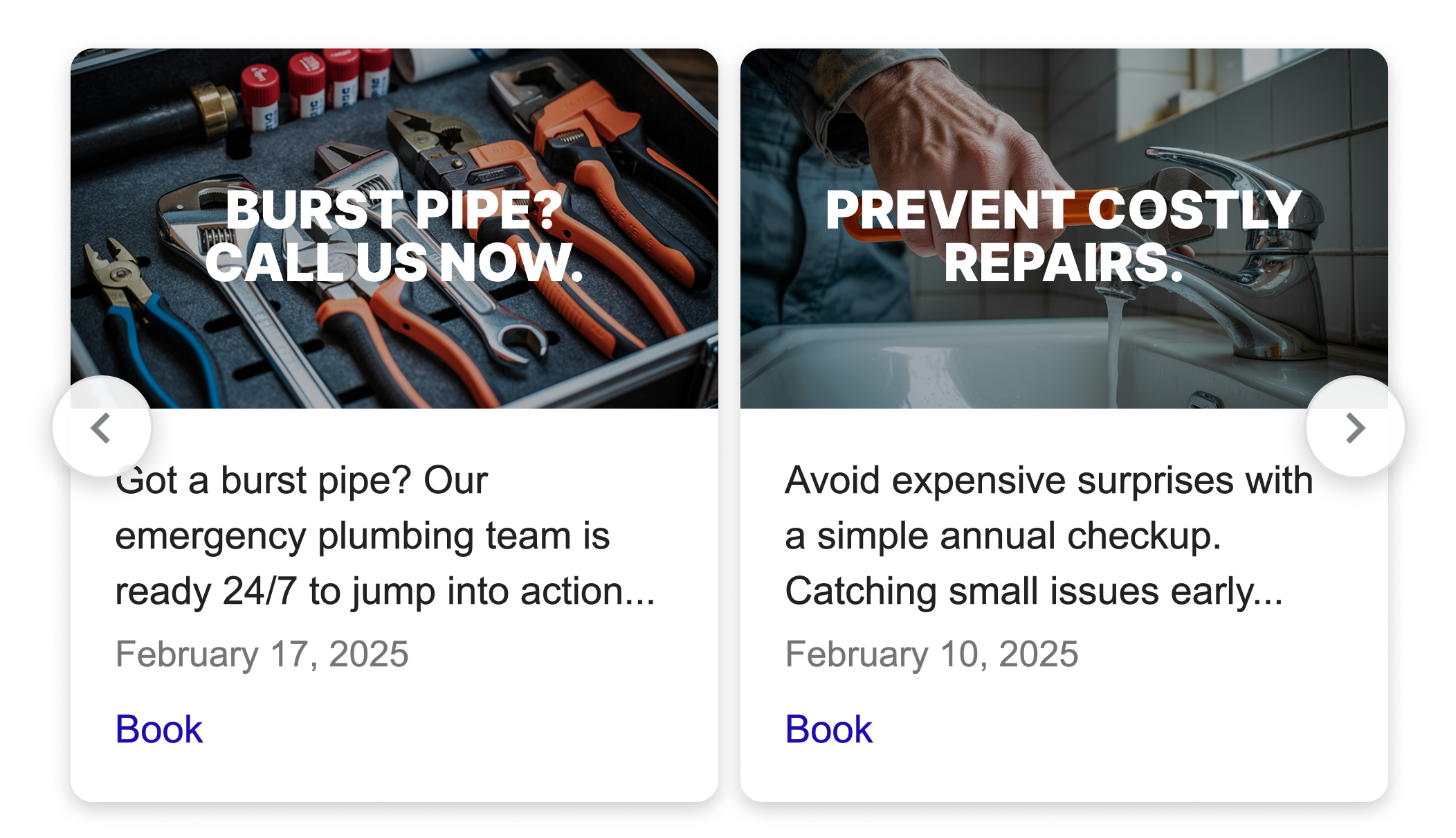 Professional Google Business Profile posts for Texas plumbing service showcasing expertise and emergency services